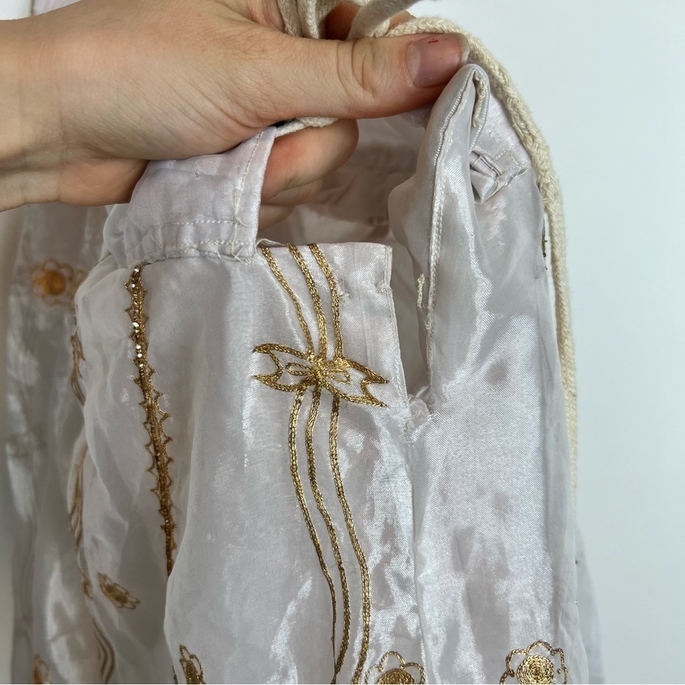 Saree Shawl with Skirt Set- Sheer pearl with sun embroidery and beading - Picture 5 of 10